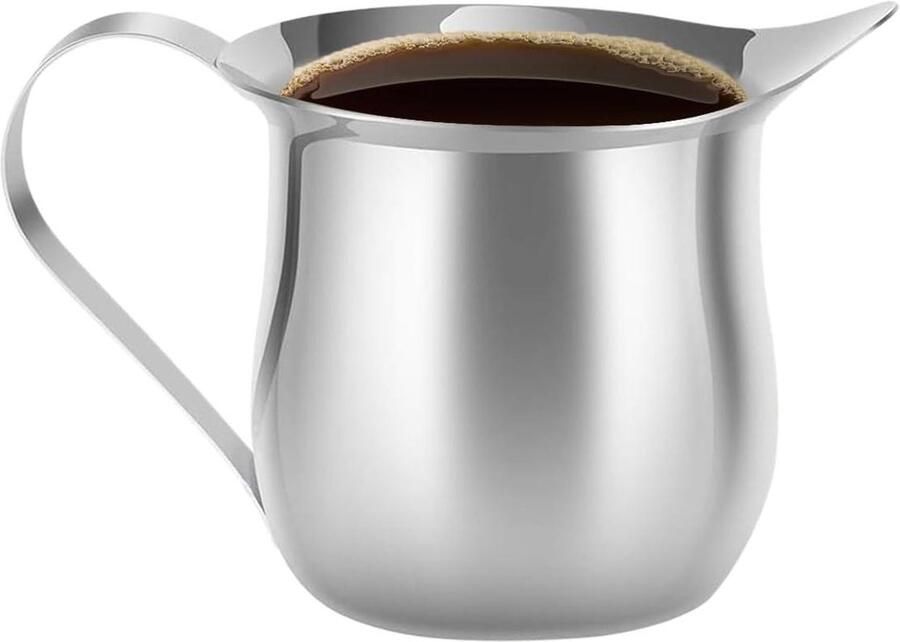 Melkopschuimer Melkopschuimbeker melkkan Latte art maken Met giettuit 240 ml Zilver