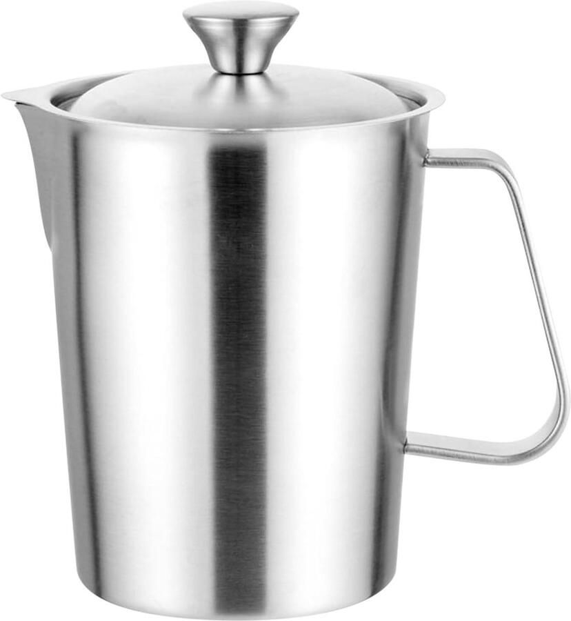 Melkopschuimer Melkopschuimkan Dranken Bereiden Nauwkeurige Maatstrepen 2000 ml Zilver