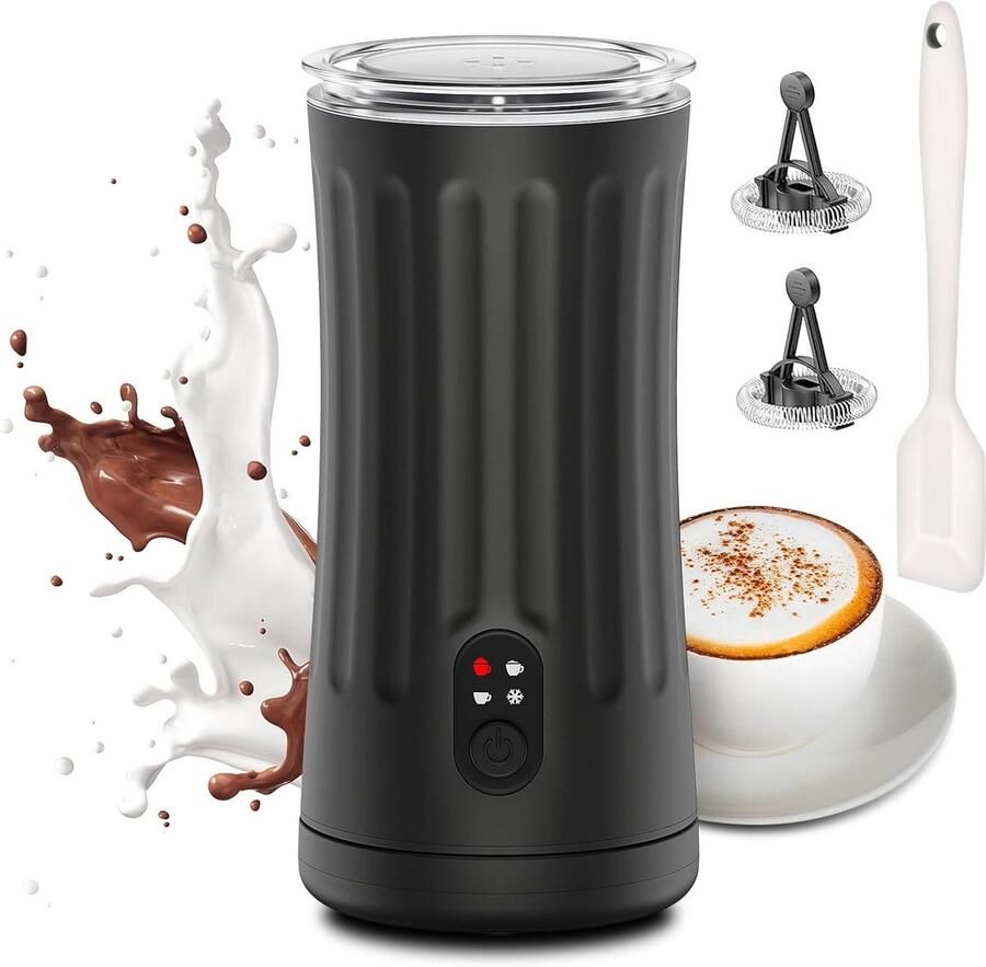 Melkopschuimer Melkstomer Koffiebereiding 4-in-1 Functies 240 ml Inktzwart