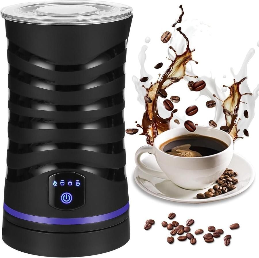Melkopschuimer Melkwarmer Frother Koffie Bereiden 4-in-1 Functie 14.5 Ounce Zwart RVS