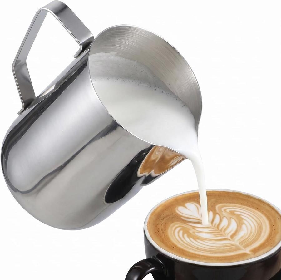 Melkopschuimer met tuit 1000 ml van roestvrij staal Perfect voor cappuccino latte en koffiecreaties