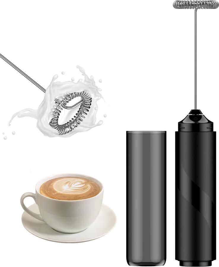 Melkopschuimer op batterijen werkende melkopschuimer handheld met roestvrijstalen garde draagbare koffie-opschuimer krachtige elektrische drankmixer schuimmaker voor latte matcha