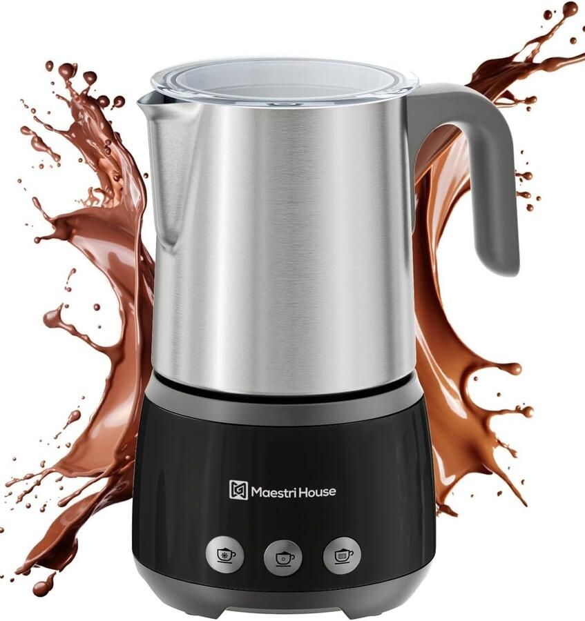 MaestriHouse Melkopschuimer 500 ml 4-in-1 Elektrische Melkopschuimer 600 W Smart Touch Control voor warm en koud geheugenfunctie voor latte warme melk warme chocolademelk BasicFro 500