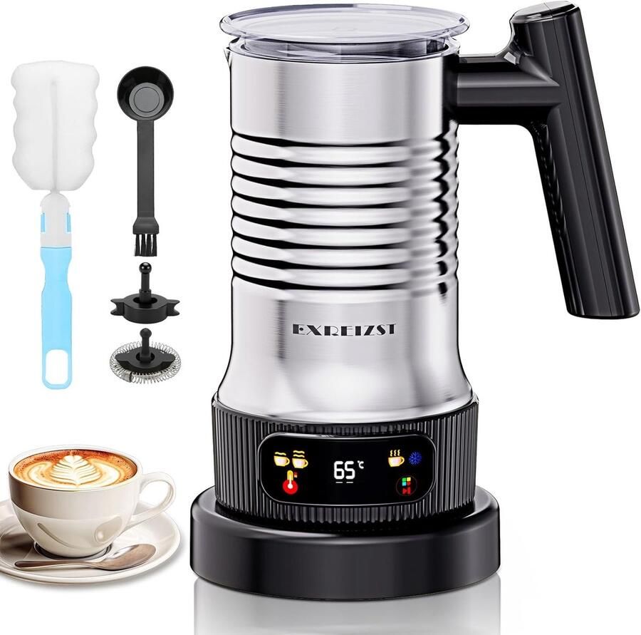 Melkopschuimer Opschuimmachine Koffie Specialiteiten 4-in-1 Functies 200 ml Zilver