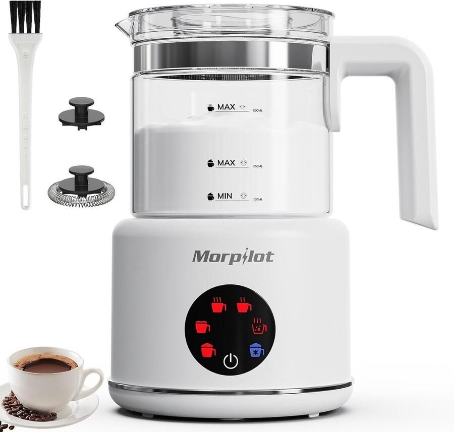Melkopschuimer pfas vrij Glas 500 ml 6-in-1 functionaliteit Voor cappuccino latte en macchiato