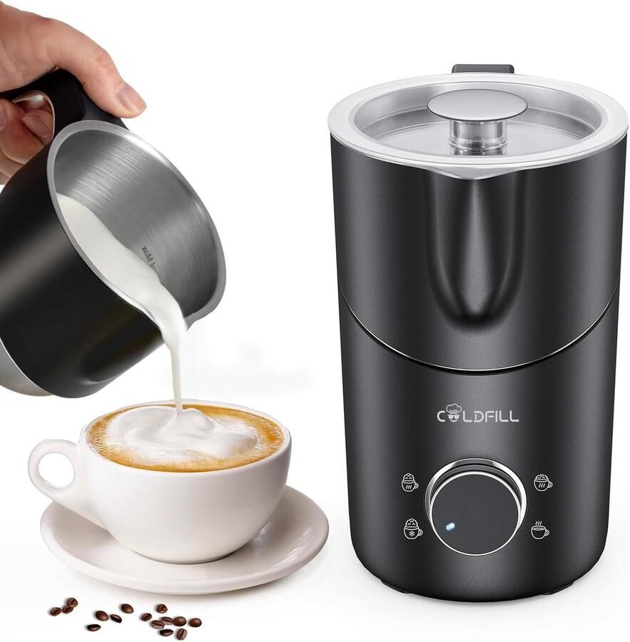 Melkopschuimer pfas vrij Zilver 400 ml 8-in-1 Functies Voor Cappuccino en Latte Macchiato