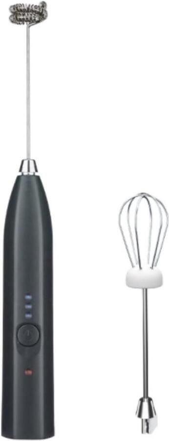 Melkopschuimer Roermixer Handschuimmaker Dranken Bereiden Oplaadbaar met 3 snelheden 1 Stuks Zwart