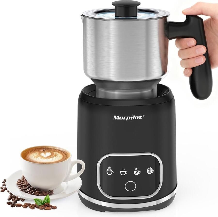 Melkopschuimer RVS 600 ml Elektrische 4-in-1 Melkopschuimer voor Cappuccino en Warme Melk