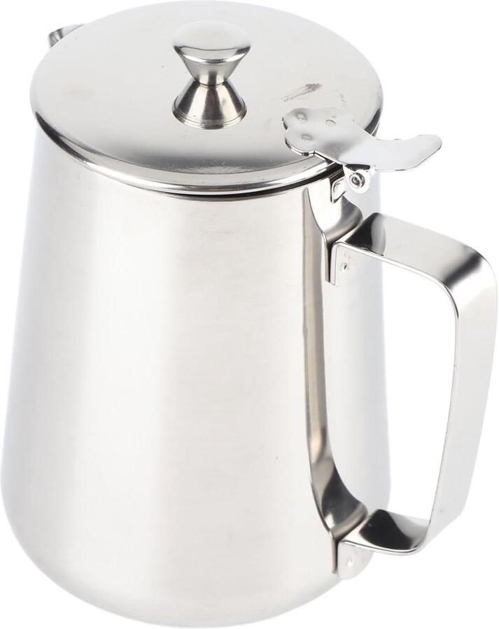 Melkopschuimer RVS Schuimkan Melkopschuimen Koffie Bereiden Druppelloze Uitloop 250-2000 ml Zilver