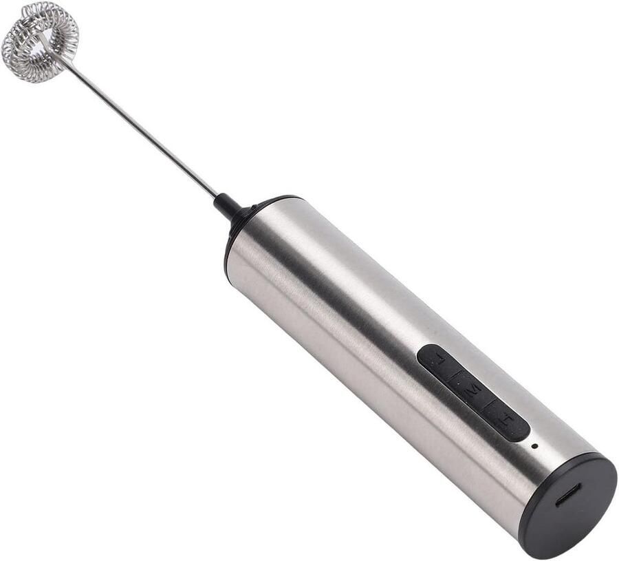 Elektrische Garde Melkopschuimer Drankmixer Koffie Lattes Maken Roestvrijstalen Garde USB Oplaadbaar Zilver
