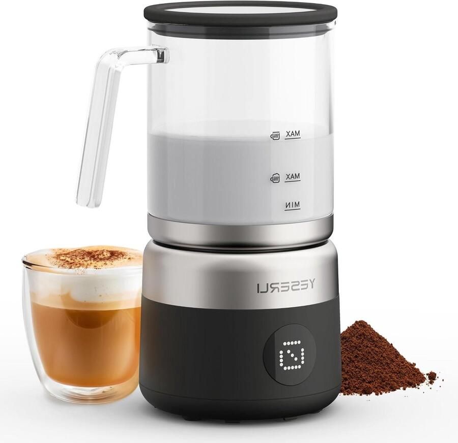 Melkopschuimer Schuimapparaat Koffie Warme Dranken Maken 5-in-1 Functies 22 cm hoog Zwart