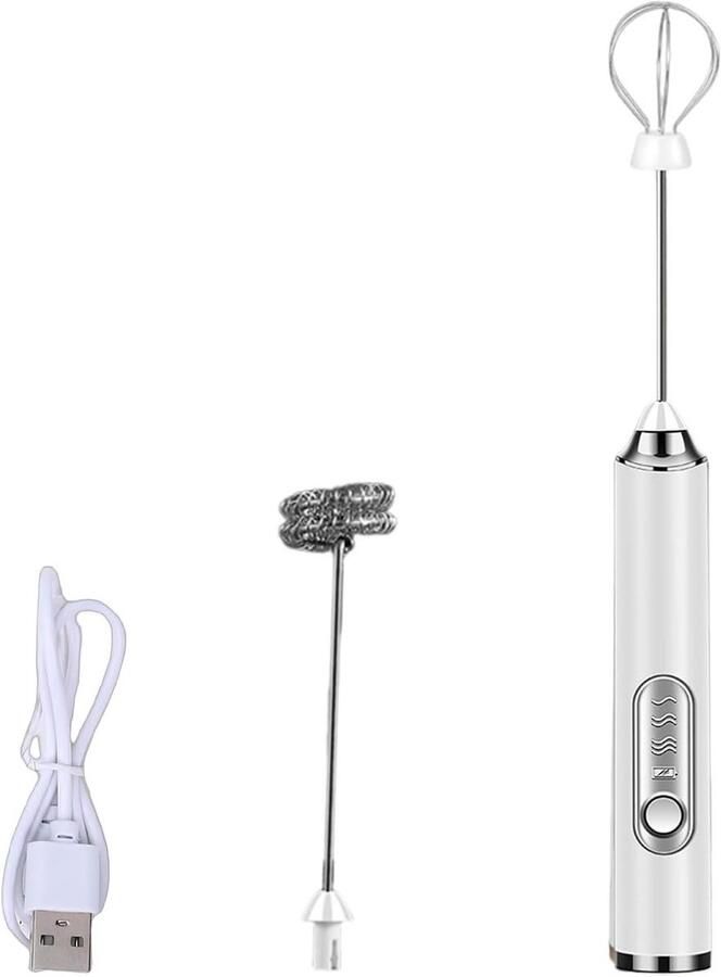 Melkopschuimer Schuimmaker Mixer Koffie Maken Oplaadbaar met 3 snelheden 1200 mAh Wit