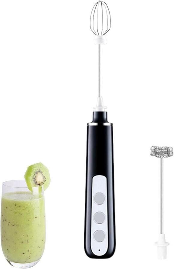 Melkopschuimer Schuimmixer Garde Dranken Bereiden Drie Snelheden Instelbaar 31 cm Zwart