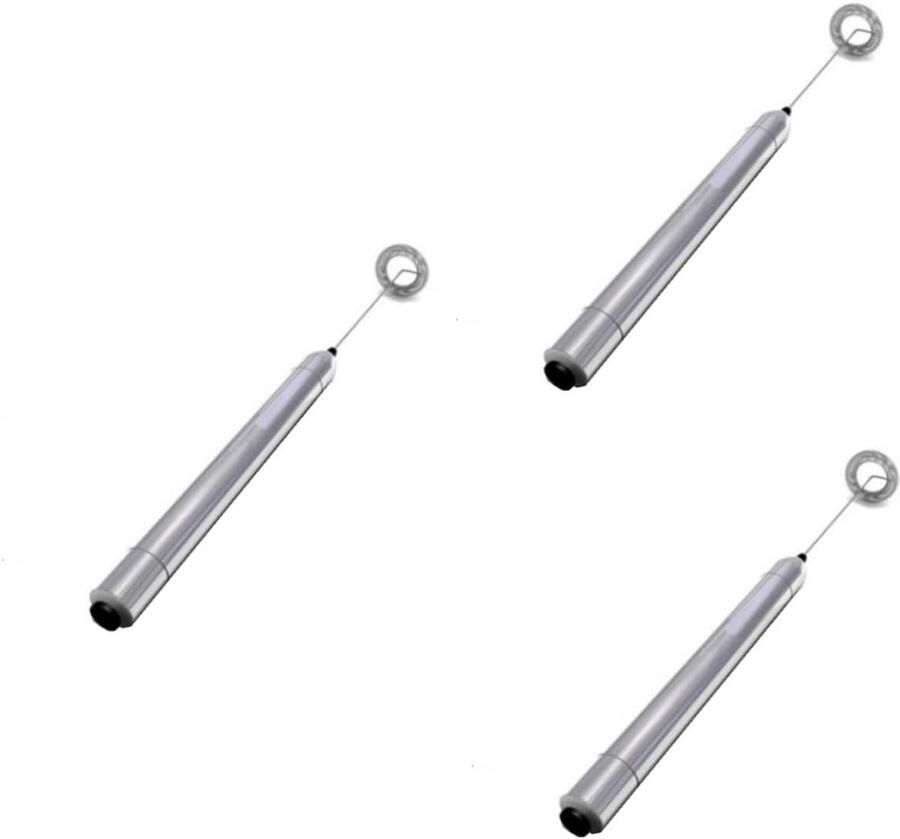 Melkopschuimer Set Elektrische Mixer Koffie Maken Draadloos Batterij 3 Stuks Zilver