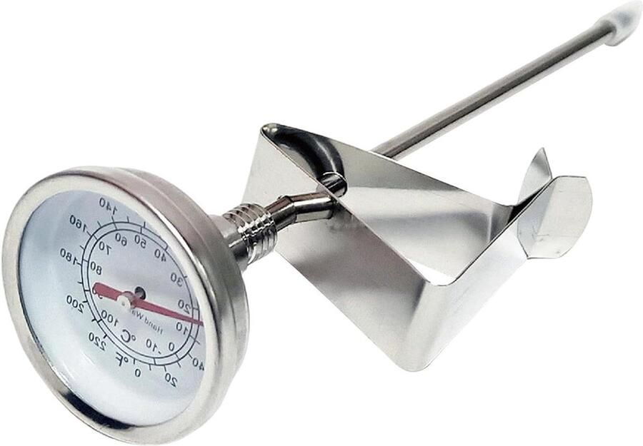 Melkopschuimer Temperatuurmeter Melkthermometer Keuken Koffie Bereiden Roestvrij Staal 18.7 cm Zilver