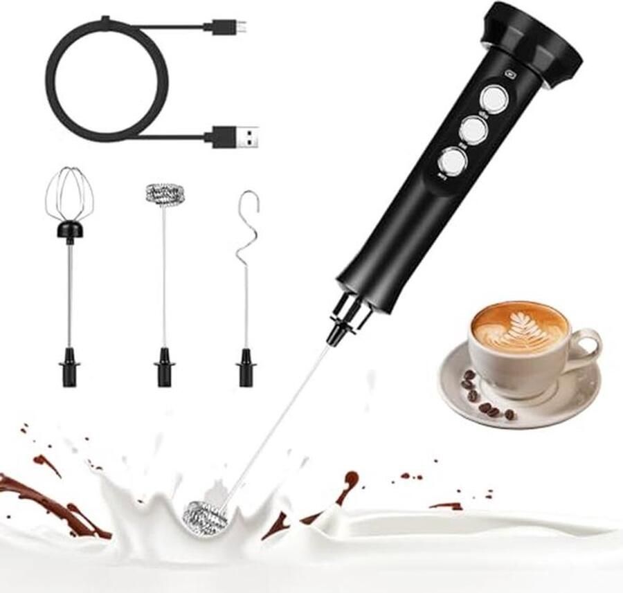 Melkopschuimer voor perfecte drankjes Handige elektrische melkopschuimer met drie roerkoppen