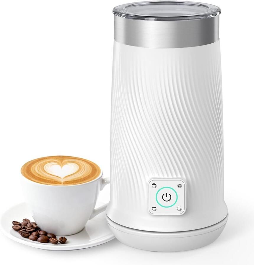 Melkopschuimer Zwart 240 ml 4-in-1 Elektrische Melkopschuimmachine met Warme en Koude Schuimfunctie Voor Koffie en Latte