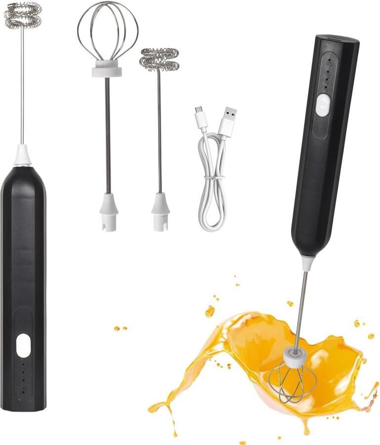 Melkopschuimer Zwart 3 x 3 x 29 cm Elektrisch en USB-oplaadbaar Voor Koffie en Dranken