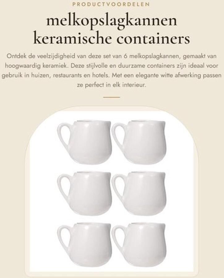 Melkopslagkan 6 Stuks Keramische Containers Duurzaam Wit 7 5 x 6 x 5 cm Geschikt voor Huizen Restaurants Sauzenkan