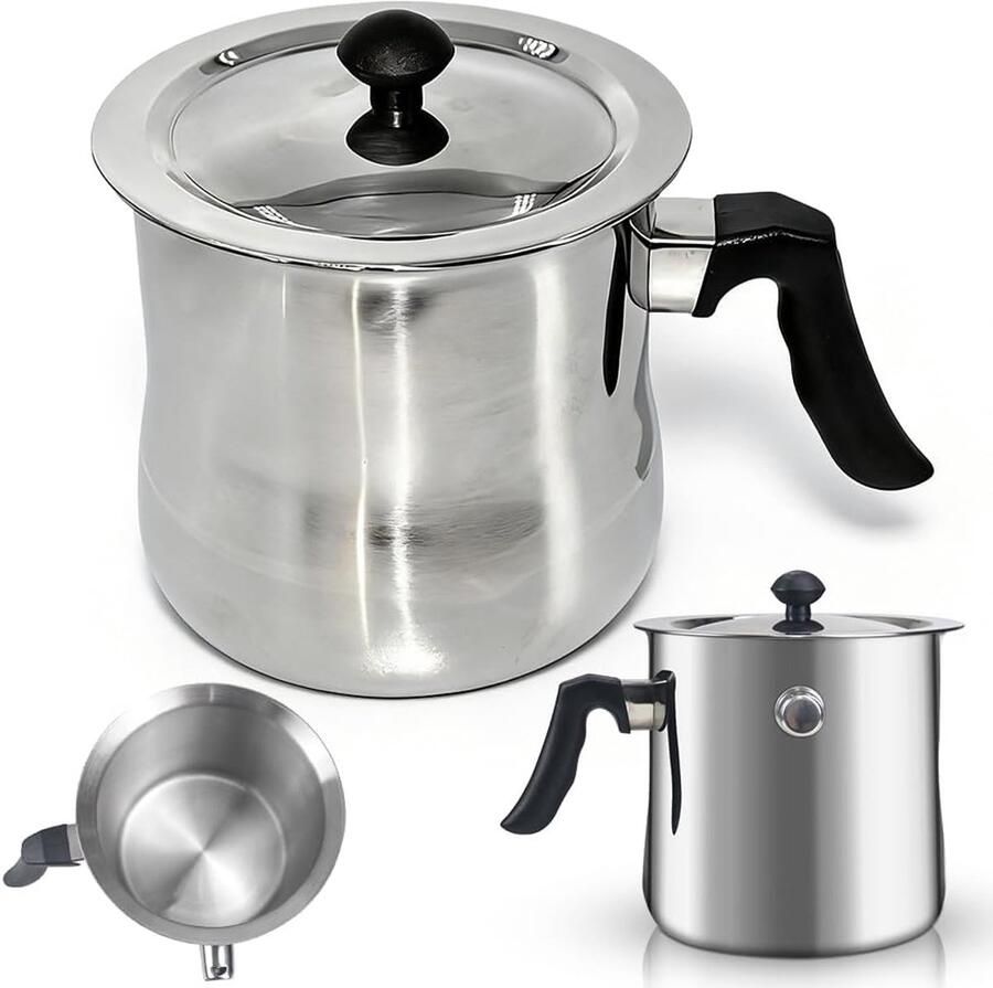 Melkpan met deksel Kookpan pijp Melk verwarmen Dubbelwandig design 165 x 155 x 21 cm Zilver