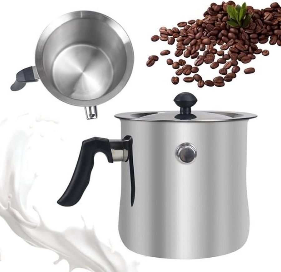 Melkpan Roestvrij Staal Dubbelwandige Pan Koken en Verwarmen Geschikt Alle Bronnen 1.5 Liter Zilver
