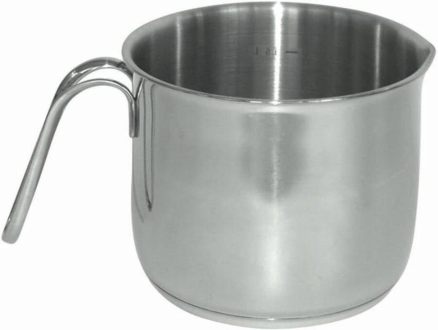Melkpan Roestvrij Staal Kookpan Klein Melk Verwarmen Inductie Geschikt 14 cm 1.8 Liter Zilver