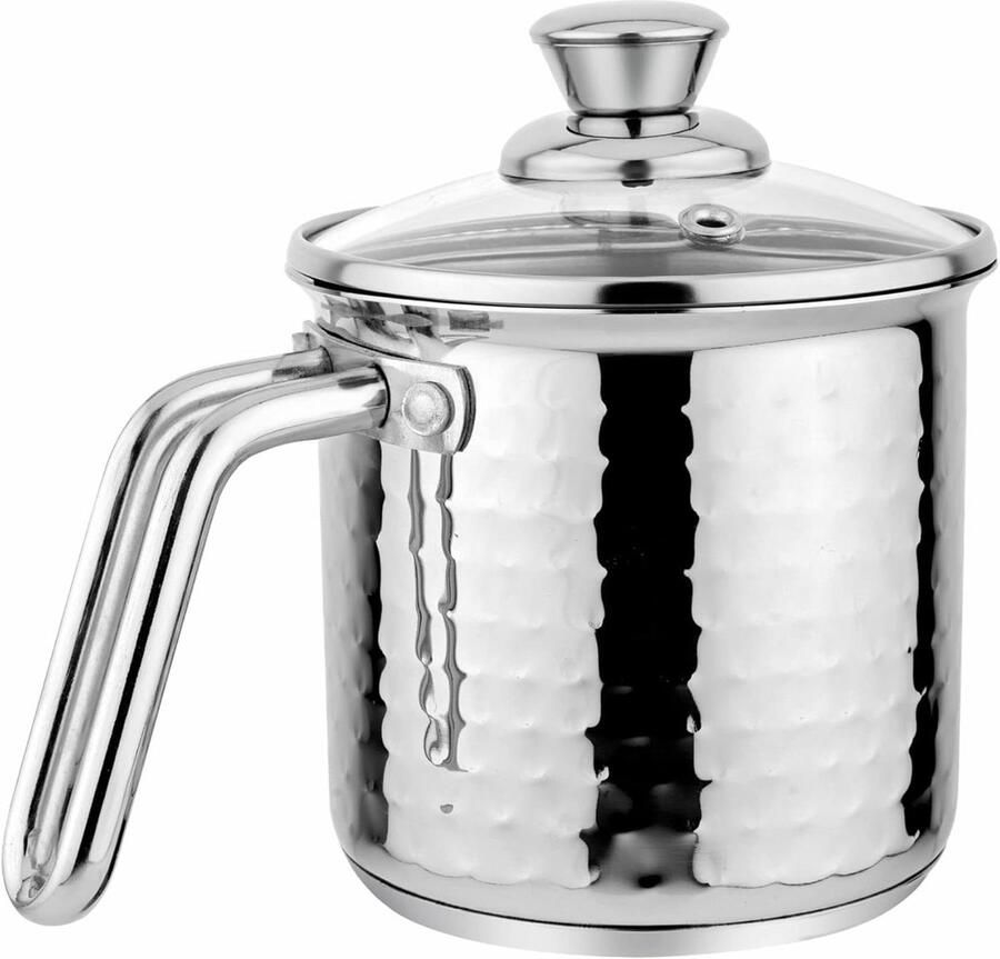 Melkpan RVS Kookpot Steelpan Melk Verwarmen Ingekapselde Bodem 1.1 Liter Zilver