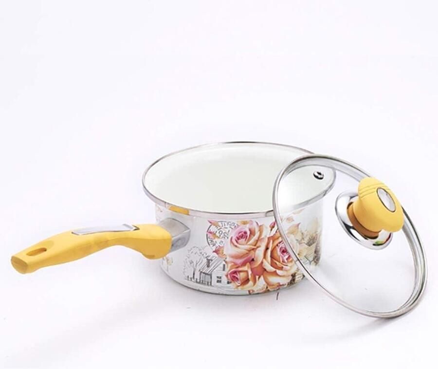 Melkpan Soeppan Kookgerei Emaille Koken voor Twee Mini Soeppan Universeel Geel