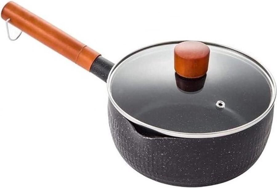 Melkpan Steelpan Melk Verwarmen Antiaanbaklaag 18 cm Zwart