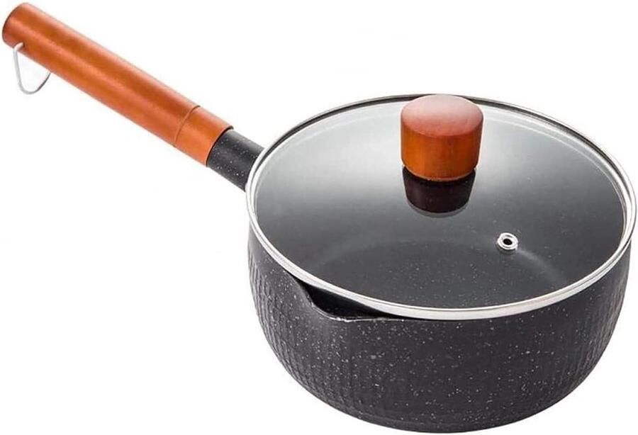 Melkpan Steelpan Melk Verwarmen Antiaanbaklaag 18 cm Zwart