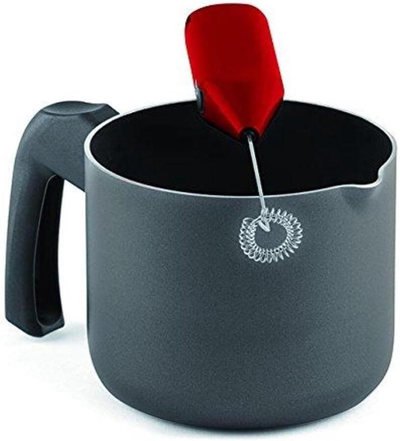Melkpan Steelpan Melkopschuimer Melk Verwarmen Antiaanbaklaag 12 cm Zwart