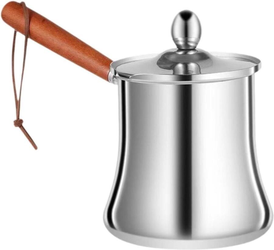 Melkpan Turkse Koffie Melkverwarmer Sauspan Dranken Bereiden Snelle Gelijkmatige Verwarming 350ml Zilver