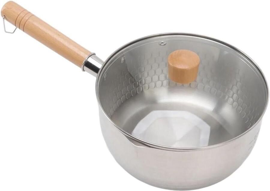 Melkpot met deksel Steelpan soepketel Koken en verwarmen Gelijkmatige warmte 20cm diameter Zilver