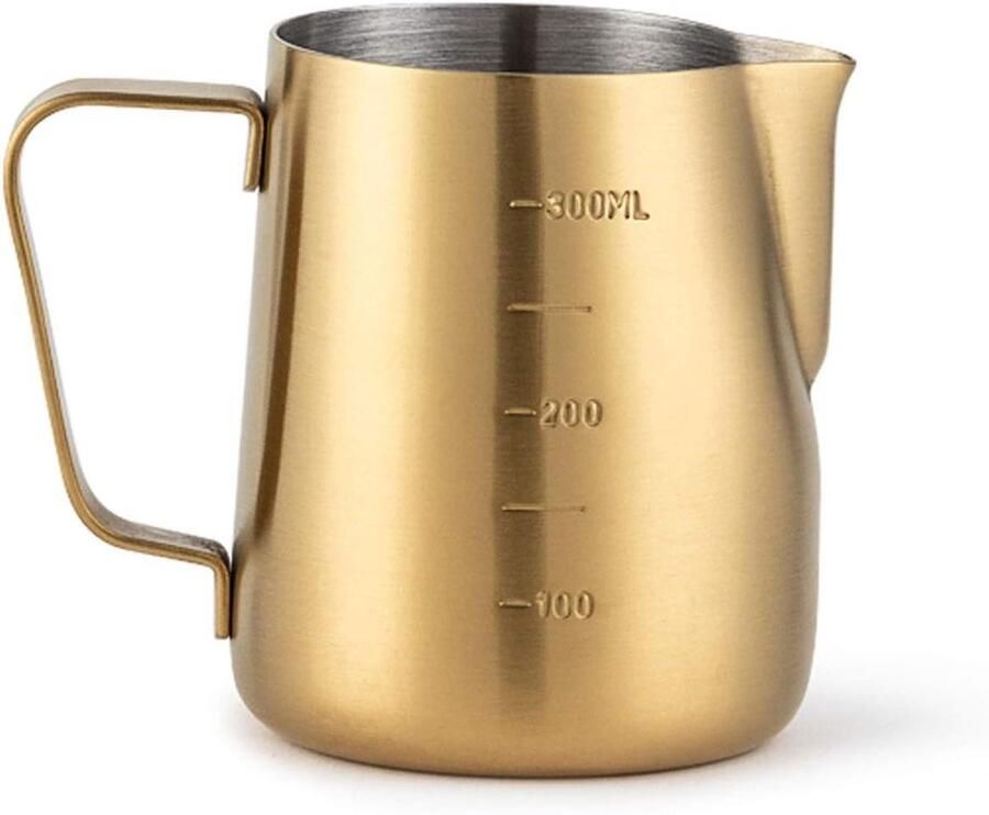 Melkschuim Kruik Koffiepot RVS Luxe Koffie Maken Dubbele Schaal 300ml Goud