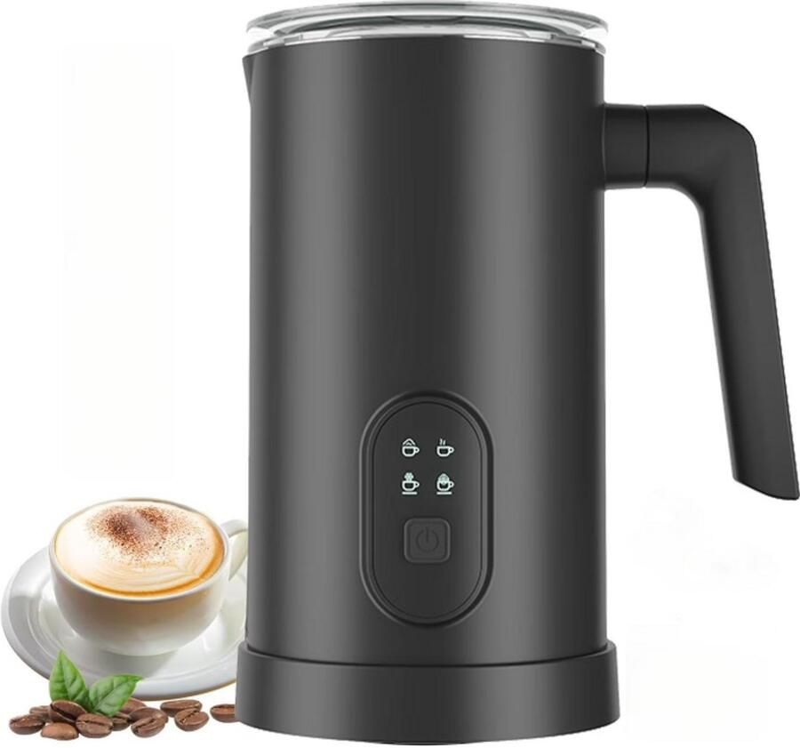 Melkschuimer 4-in-1 elektrische melkschuimer 350 ml automatische melkschuimer en melkverwarmer voor warme en koude melk geschikt voor lattes cappuccino's macchiato's warme chocolademelk enz. zwart