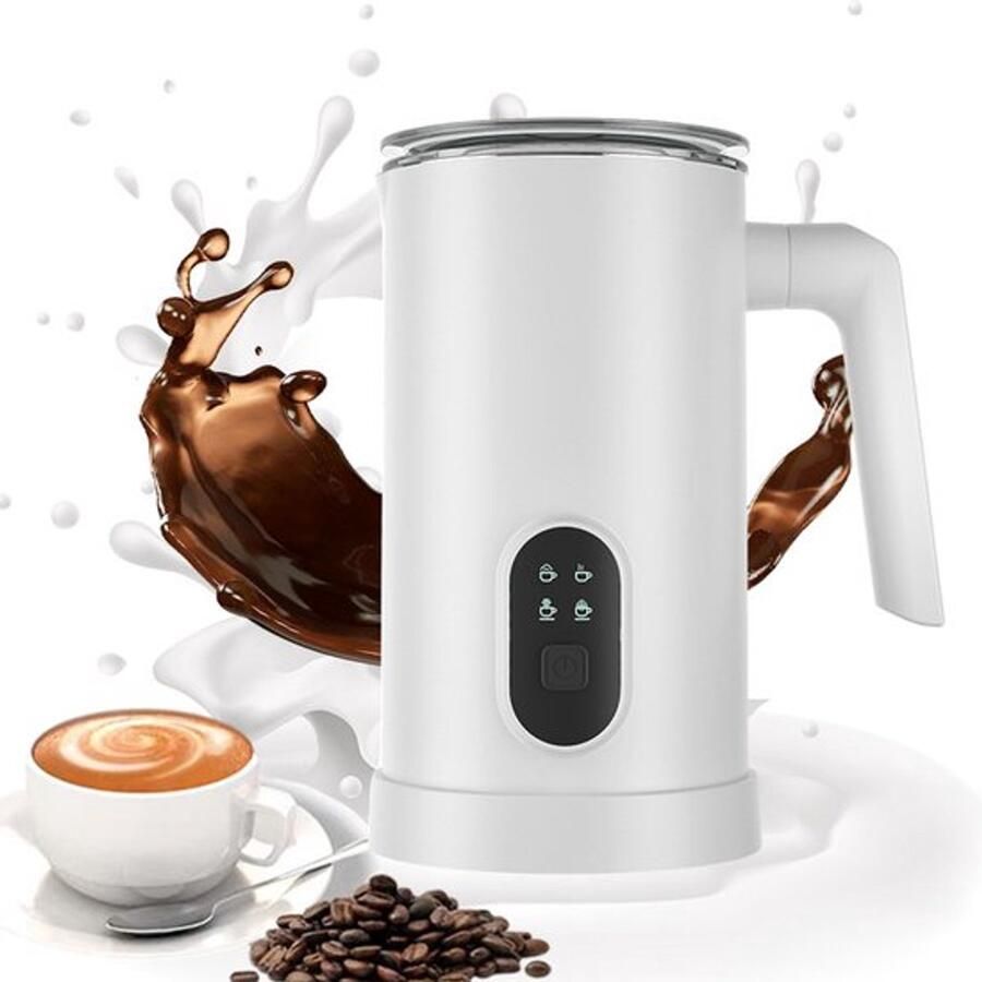 Melkschuimer 4-in-1 elektrische melkschuimer 350 ml automatische melkschuimer en melkverwarmer voor warme en koude melk geschikt voor lattes cappuccino's macchiato's warme chocolademelk enz. wit
