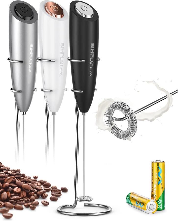 Melkschuimer handbediende elektrische schuimmaker elektrische schuimmachine drankmixer met roestvrijstalen garde en standaard voor cappuccino kogelvrije koffie latte