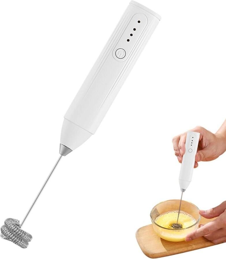 Melkopschuimer Koffieschuimer Eiergarde Dranken Bereiden Instelbare Snelheid 22 cm Wit
