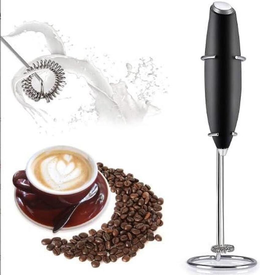 Melkschuimer Elektrisch Koffie Roerder Dranken Maken Krachtige Motor 10.000 RPM Zwart