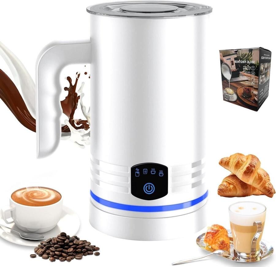 Melkschuimer Melkopschuimer Apparaat Koffie Bereiden 4-in-1 Multifunctioneel 430 ml Wit