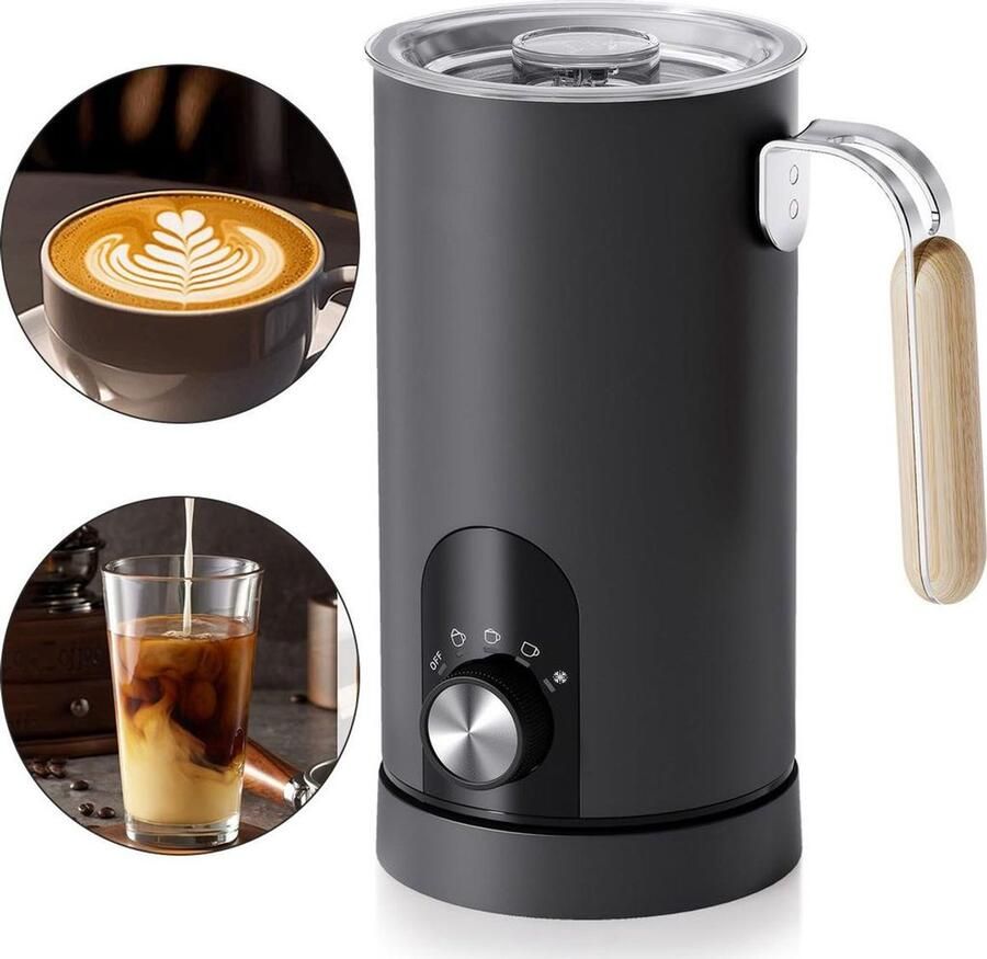 Melkschuimer met draaiknop zwart 220-240V volledig automatisch snel opschuimen stille werking