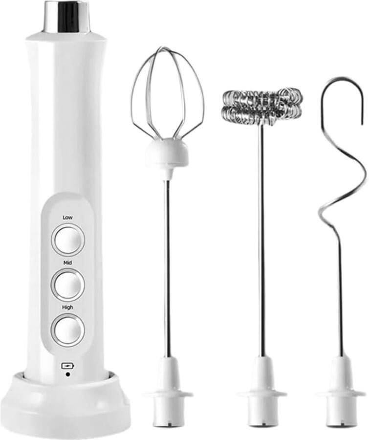 Melkschuimer Mixer Keuken Accessoire Koffie Maken Drie Snelheden Instelbaar USB Oplaadbaar Wit