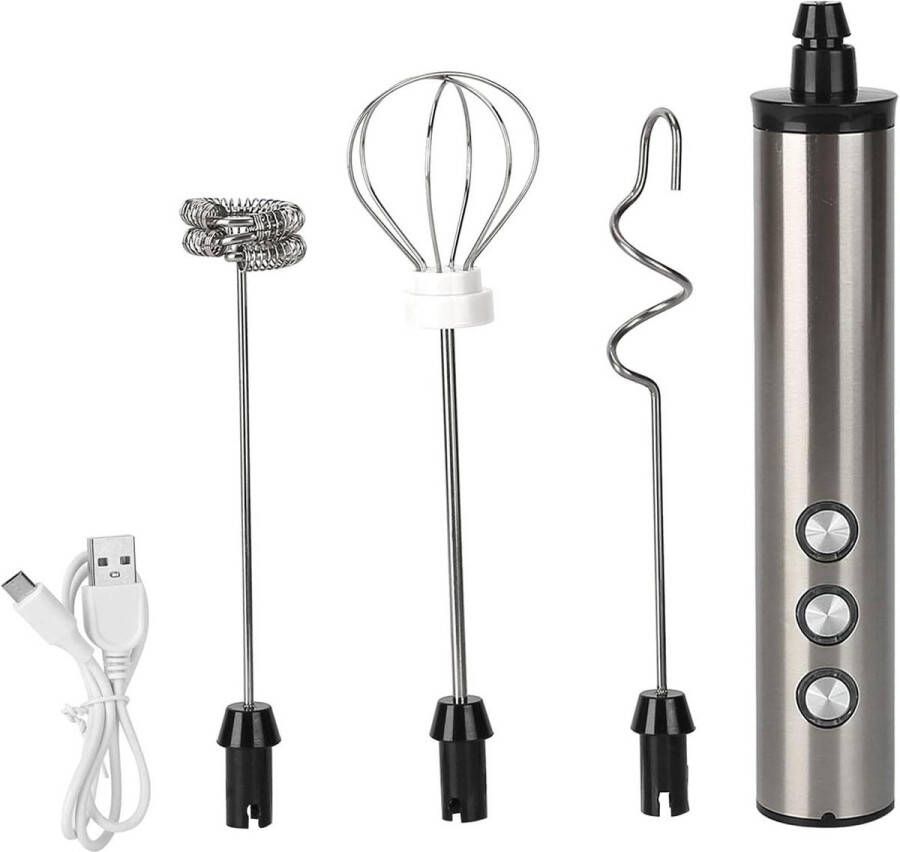 Melkschuimer voor Thuis Keuken Roestvrijstalen USB Oplaadbare Handheld Elektrische Eiklopper