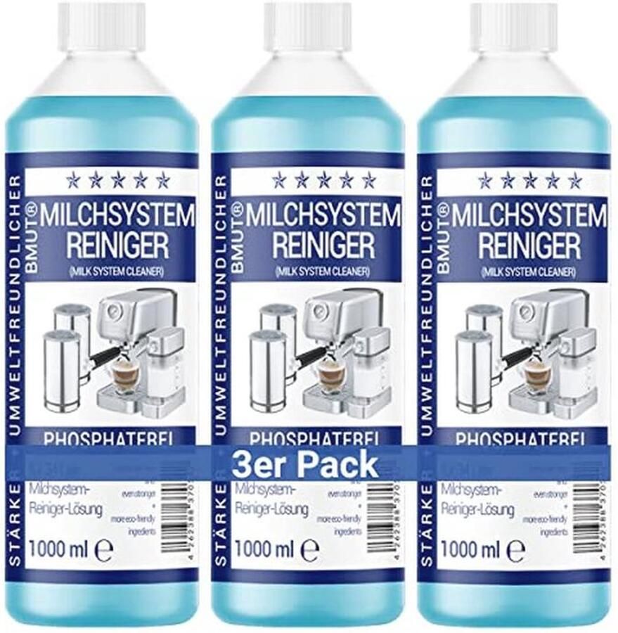 Melksysteemreiniger 3 x 1000 ml Concentraat voor Koffiemachine en Melkopschuimer