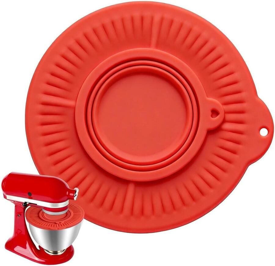 Mengkom Deksel Spatbeschermer Mixer Bakken Thuis Voedselkwaliteit Siliconen 921 inch Rood
