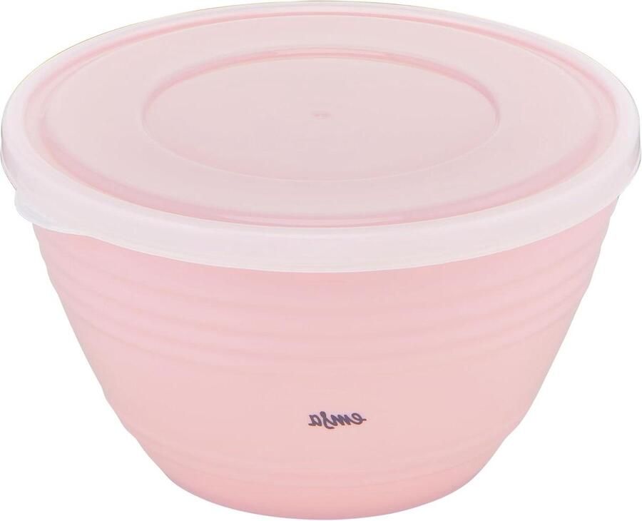 Mengkom met deksel Beslagkom Keuken Bakken en bewaren Antislip bodem 17 liter Roze