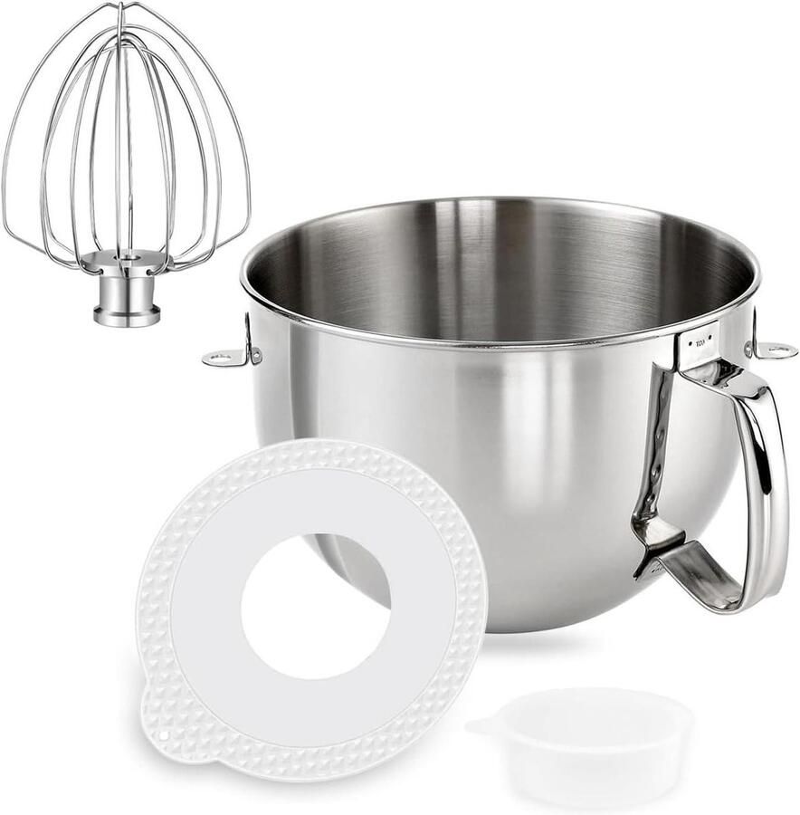 Mengkom met Deksel Mixer Accessoires Bakken en Koken Spatwaterdicht Venster 6QT Zilver
