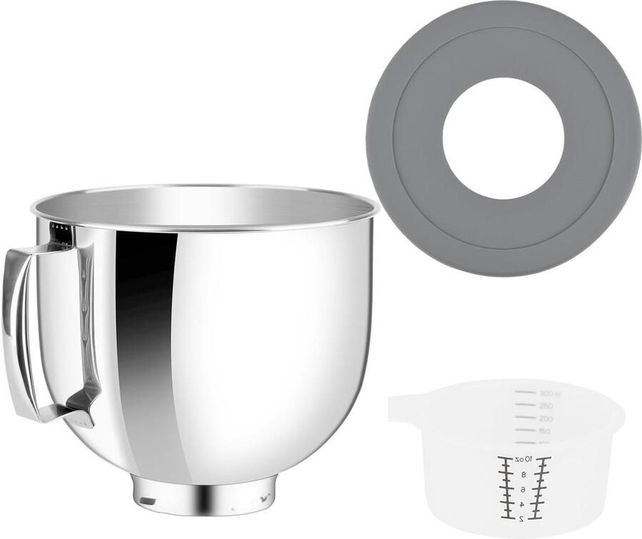 Mengkom met Deksel Mixer Kom Bakken en Mixen Food Grade Roestvrij Staal 5 Quarts Zilver