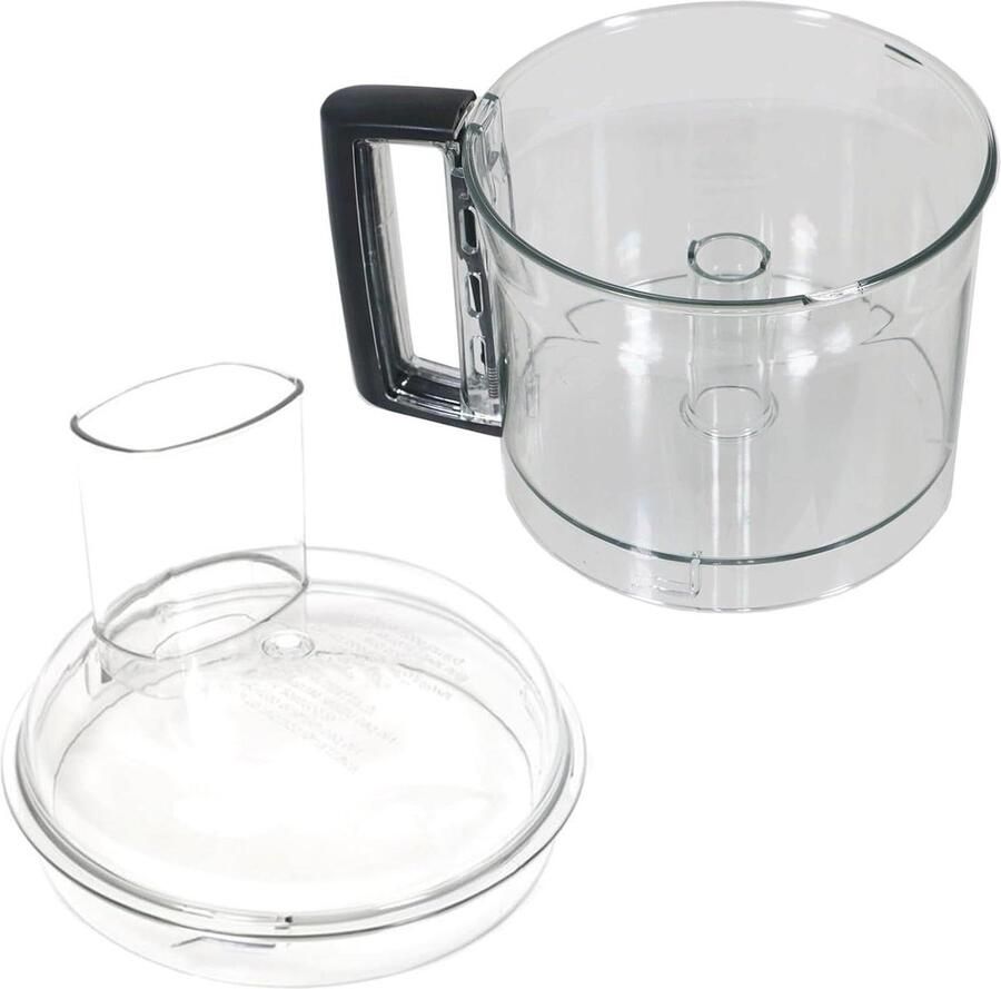 Mengkom met handvat Keukenmachine kom Koken en bakken Inclusief deksel 20.5 cm diameter Transparant met zwart