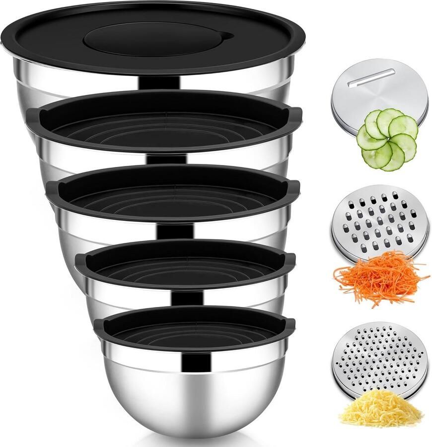Mengkom Set met 3 Raspinzetstukken 5 Delige Keukenmachine Accessoire